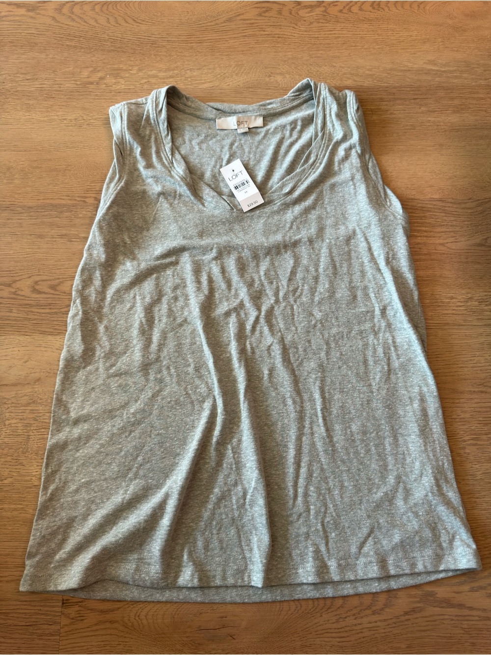 LOFT Light Gray V-Neck Sleeveless Tank Top